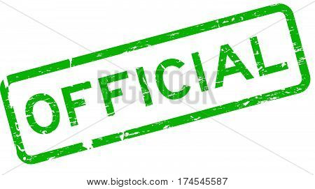Grunge green official square rubber seal stamp on white background