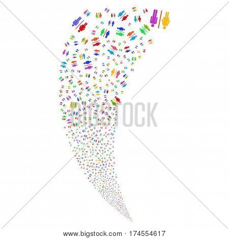 Toilet random fireworks stream. Vector illustration style is flat bright multicolored iconic symbols on a white background. Object fountain constructed from scattered pictograms.