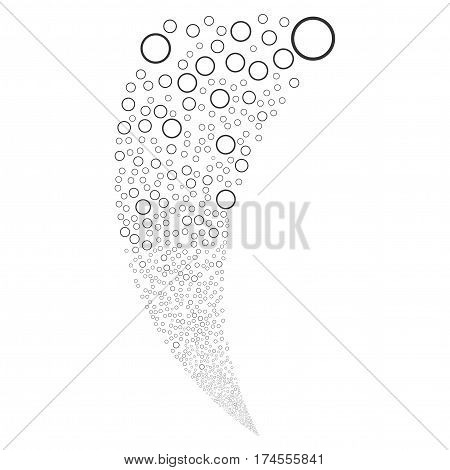 Circle Bubble random fireworks stream. Vector illustration style is flat gray iconic symbols on a white background. Object fountain done from scattered pictographs.