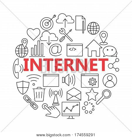 Universal internet icon to use in web and mobile UI, set of basic UI internet elements. Thin lines web icons set.