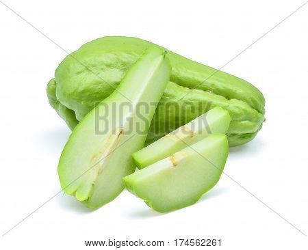 fresh chayote isolated on the white background