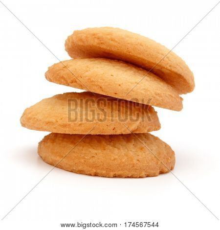 stacked short pastry cookies isolated on white background