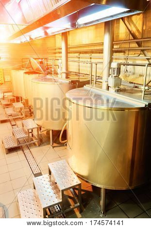 Shop brewery. Boilers for boiling wort. Wort boiling is the first step of brewing.