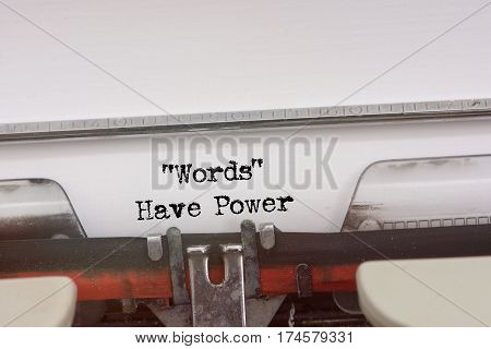 Words Have Power Word Typed On A Vintage Typewriter