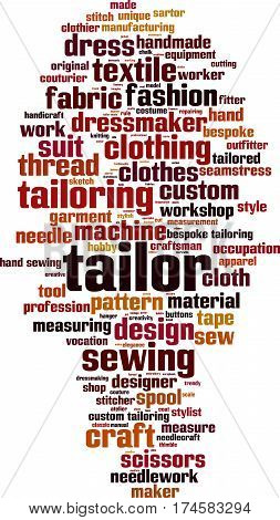 Tailor word cloud concept. Vector illustration on white