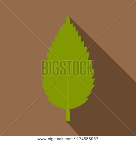 Green hornbeam leaf icon. Flat illustration of hornbeam leaf vector icon for web isolated on coffee background