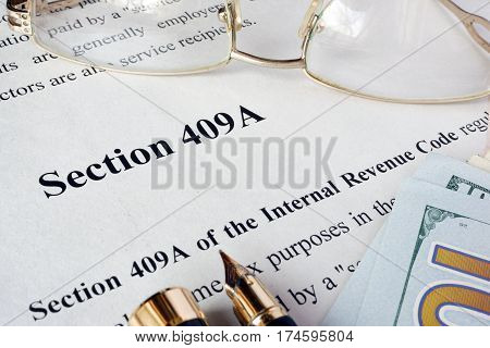 Internal Revenue Code section 409A written in a document.