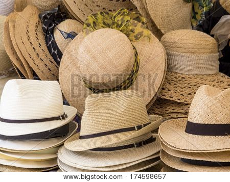 selection of straw hats