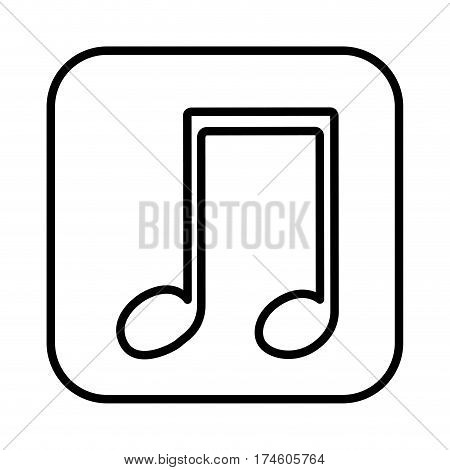 monochrome contour square musical note vector illustration
