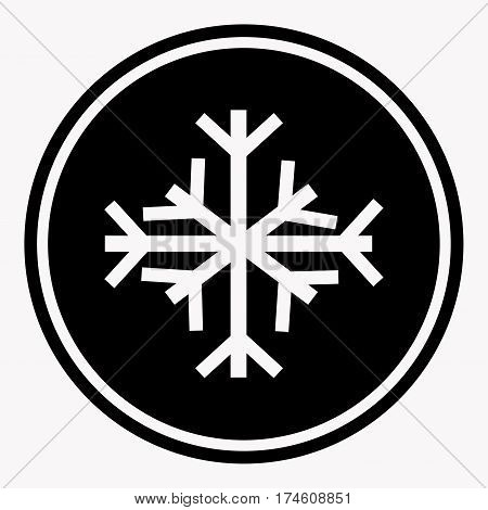 Warning and danger sign of snow attention symbol black circle on white background. Vector illustration in flat design cartoon style. Professional pixel icons optimized for large and small resolutions.
