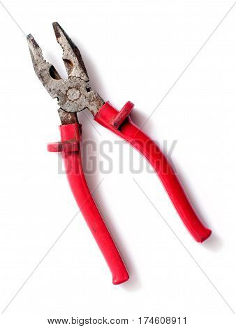 Pilers with red grips - isolated on white