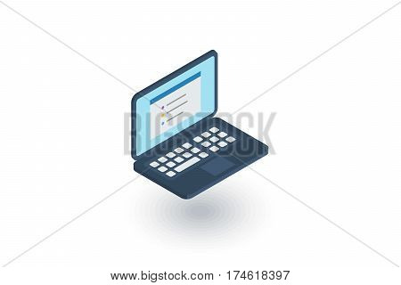 laptop computer, notebook isometric flat icon. 3d vector colorful illustration. Pictogram isolated on white background