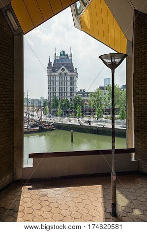 Rotterdam Netherlands - May 26 2016: the White House with the distinctive tower at the Old Port of Rotterdam