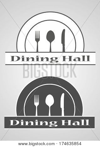 Kitchen tool.Spoon knife fork silhouette black icon vector dinning hall illustration