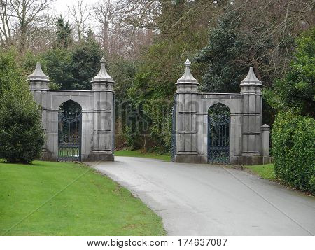 majestic historical entrance to castle grounds ireland