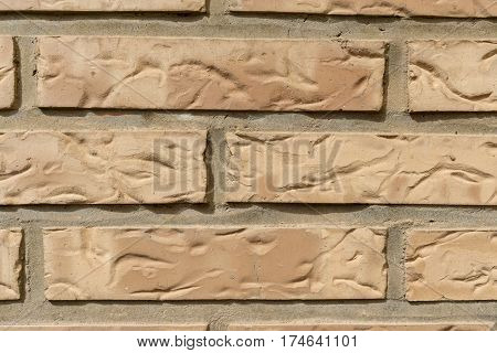 Brick wall vintage background in detail. Decorative wall cladding, wallcovering coating