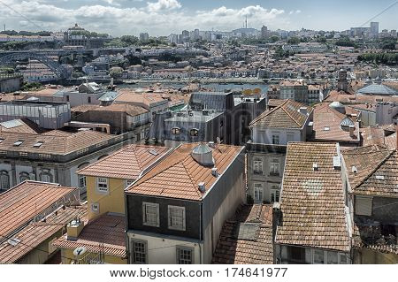 Oporto Portugal - 2016 22th July: roof city view of middle town near Duoro River
