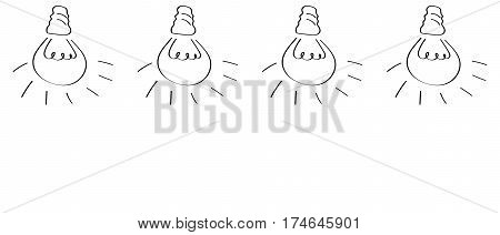 Sketch of a burning light bulb hand-drawn vector