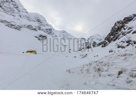 landscape mountain in winter. Fagaras Mountains Romania
