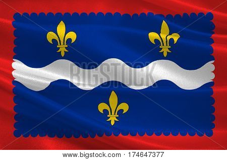 Flag of Indre is a department in the centre of France named after the river Indre. 3d illustration