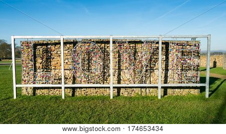Wall of love with lockers at Gretna Green