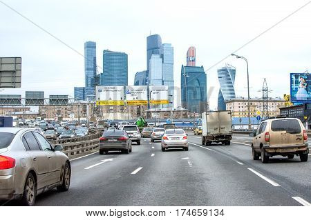 Moscow, Russia. 3 March 2017:traffic On The Roads Of Moscow