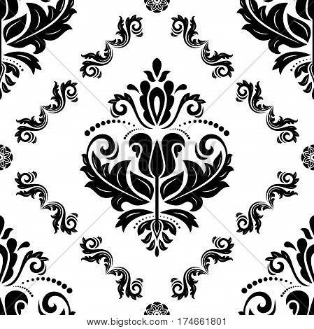 Classic seamless vector pattern. Traditional orient blackand white ornament. Classic vintage background