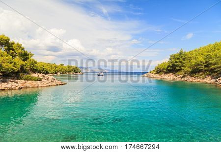 Landscape photo of beautiful adriatic rocky coastline
