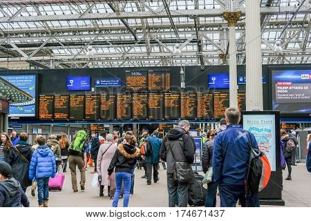 Edinburgh, United Kingdom. 17 February 2017 : People Walking Around Edinburgh Waverley Train Station