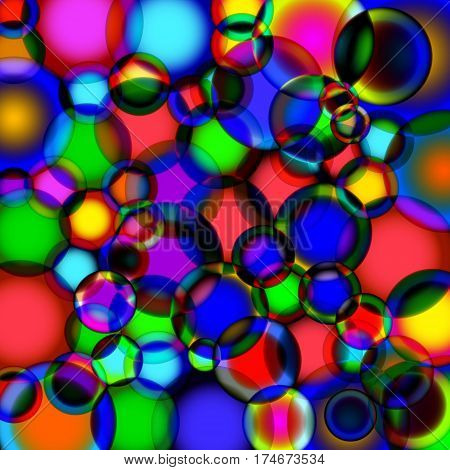 Background of soap bubbles. The spectrum of light refraction in otrazheniisharov
