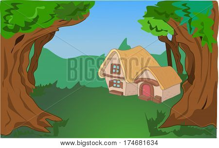 house in forest surrounded by large centenary trees