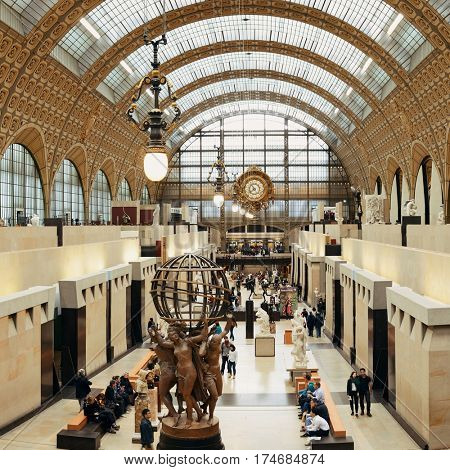 PARIS, FRANCE - MAY 13: D'Orsay interior view on May 13, 2015 in Paris. It host the world's largest collection of impressionist and post-impressionist masterpieces.