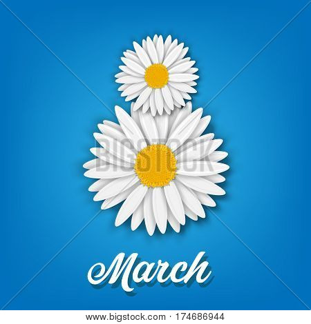 8 March Art. Chamomile. Holiiday. Vector illustration