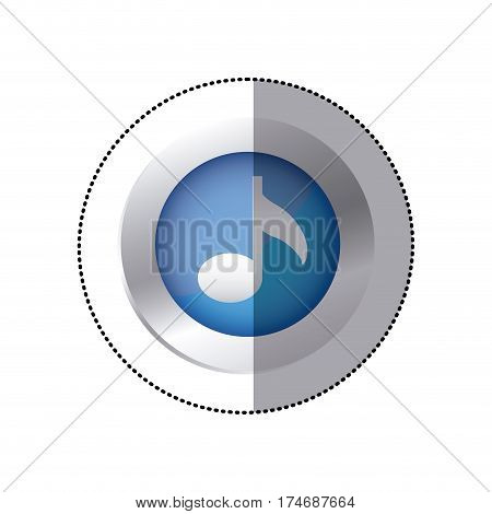sticker color circular emblem with musical note vector illustration
