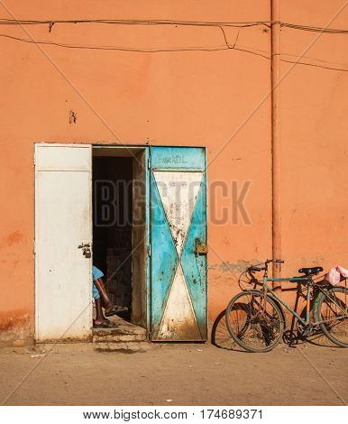 shopkeeper in Morocco Africa waiting for customers
