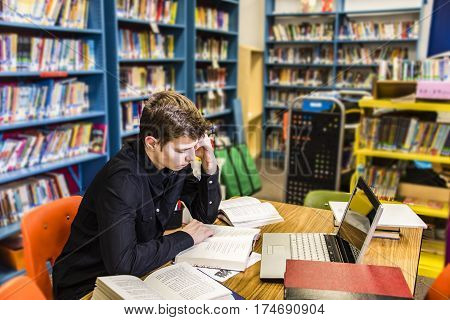 Open book, books on the table in the library, old books on table with blurry background of bookshelves, university bookstore, Stack Of Old Books in the library, Stacked Books, library concept,