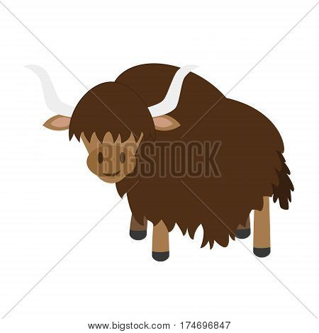 Cute yak in cartoon style vector illustration