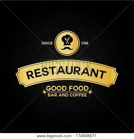 Logo Restaurant Gold and Black Bar and Coffee Vector