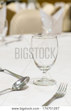Empty wine glass on the dinner table