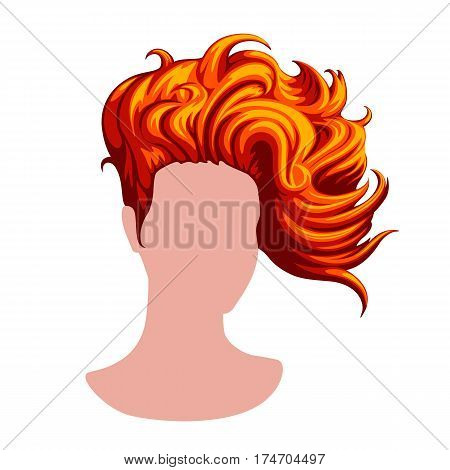 Stylish female hairstyle. Silhouette of face with orange hair. Vector illustration