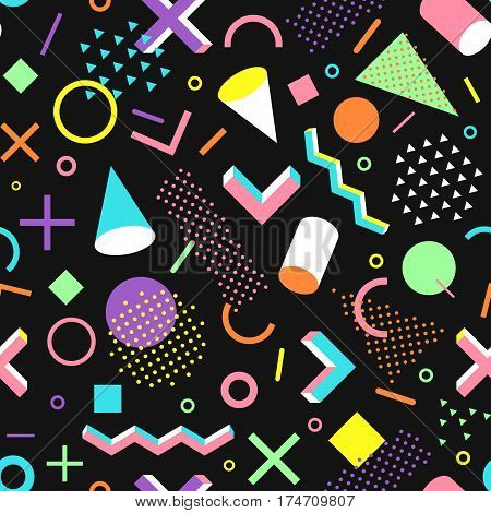 Geometric seamless vector pattern in memphis style