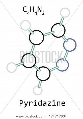 molecule C4H4N2 Pyridazine isolated on white in vector