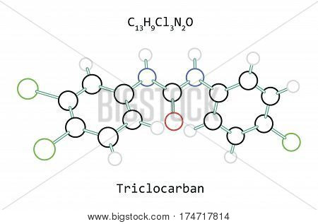 molecule C13H9Cl3N2O Triclocarban isolated on white in vector