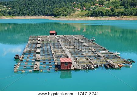 fishery in the Zaovine Lake, Serbia