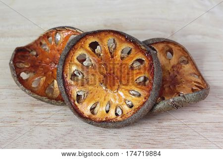 Dry bael fruit for make juice is good for health