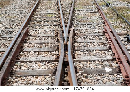 railway crossway connecting of train in thailand