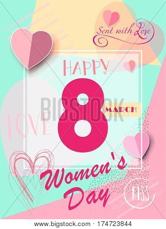 8 March Happy Women's Day. Eighth March Greeting card. 8th march international women's day Spring Holiday. Futuristic, modern design. Vector illustration.