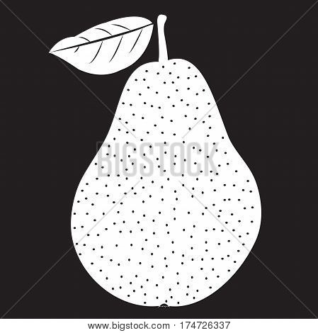 stencil pear with handle and leaf transparent on a black background. Vector illustration
