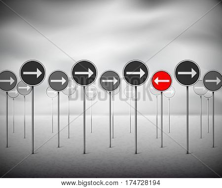 Signs With Arrows Pointing One Direction - One Pointing Opposite