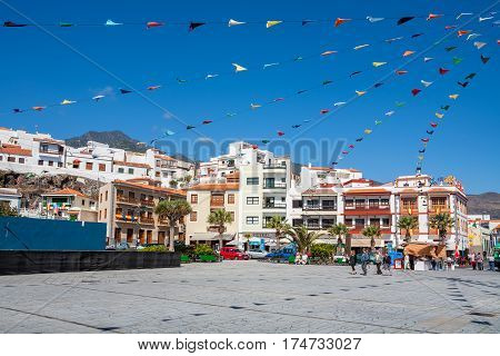CANDELARIA TENERIFE SPAIN - FEBRUARY 1 2012: Everyday life on Square of the Saint Patron of the Canary Islands - one of the 